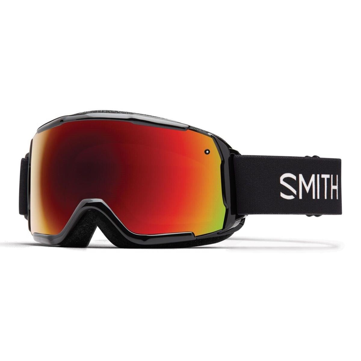Smith Grom Youth Snow Goggles Black Frame Red Sol-x Mirror Lens