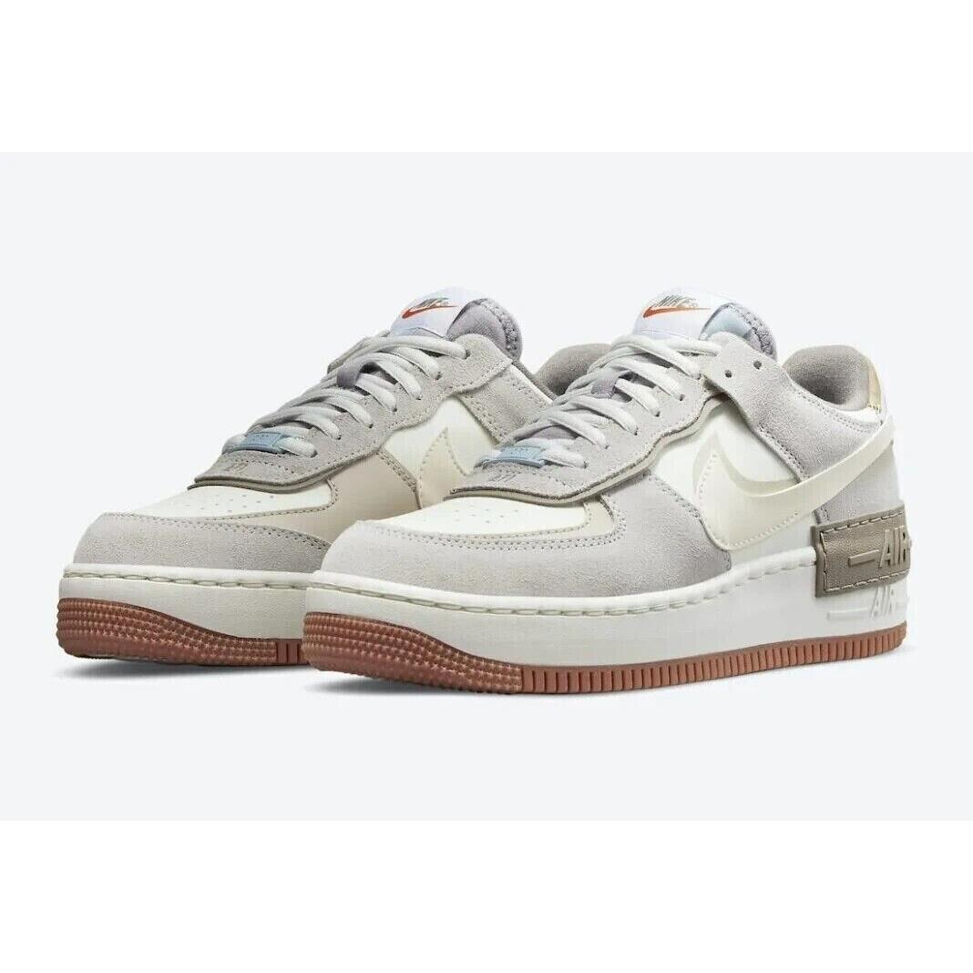 Nike Women`s AF1 Shadow White Grey Fog DO7449-111 Size 9 - Gray