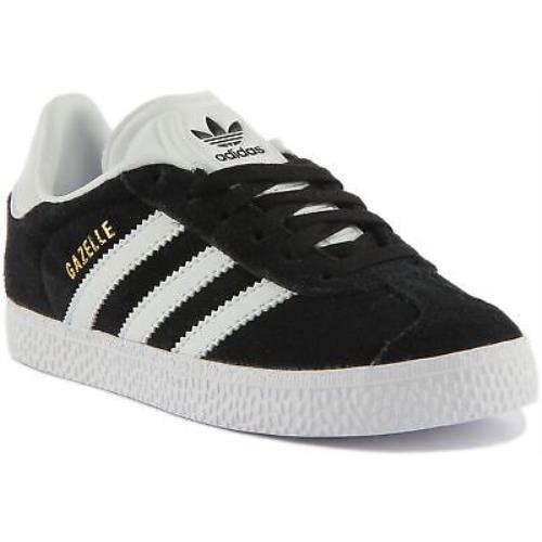 Adidas Gazelle C Kids Lace Up Athletic Sneaker In Black White Size US 11 - 3