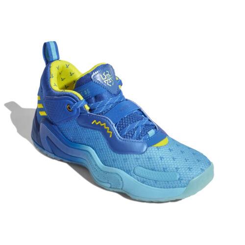 Adidas Unisex D.o.n. Issue 3 Basketball Shoes Blue/yellow/bright Cyan - Blue/Yellow/Bright Cyan