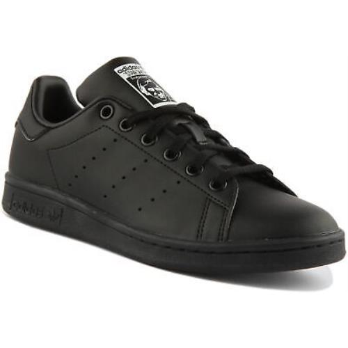 Adidas Stan Smith J Youth Lace Up Low Cut Sneaker In Black Size US 3 - 6 - BLACK