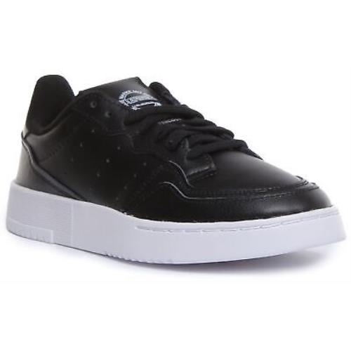 Adidas Supercourt J Youth Lace up Leather Sneakers In Black White Size US 3 - 6 - BLACK WHITE