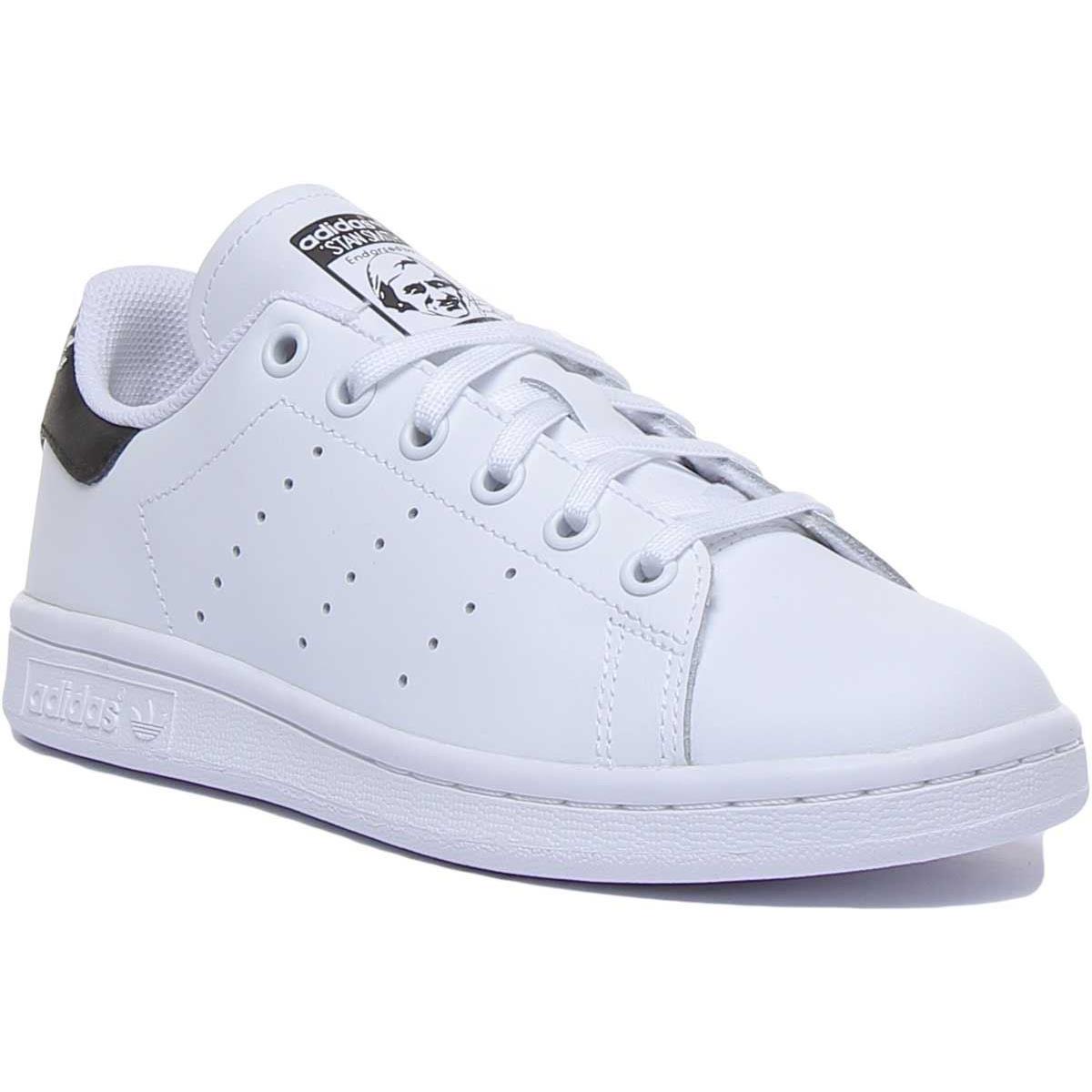 Adidas Stan Smith Signature Sneaker Branding On Heel In White Black US 6 - 12