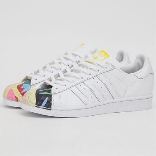 Adidas Originals White Superstar Pharrell Supershell Leather Sneakers White - S83356