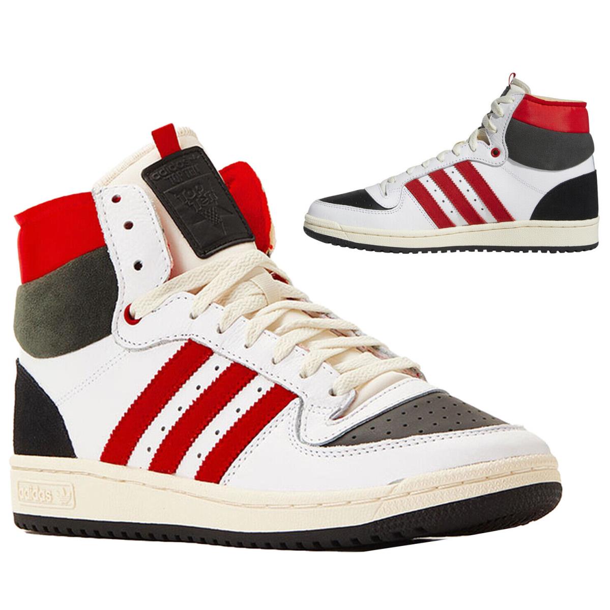Adidas Originals Top Ten Mens Leather Hi Top Athletic Sneaker Red All Szes