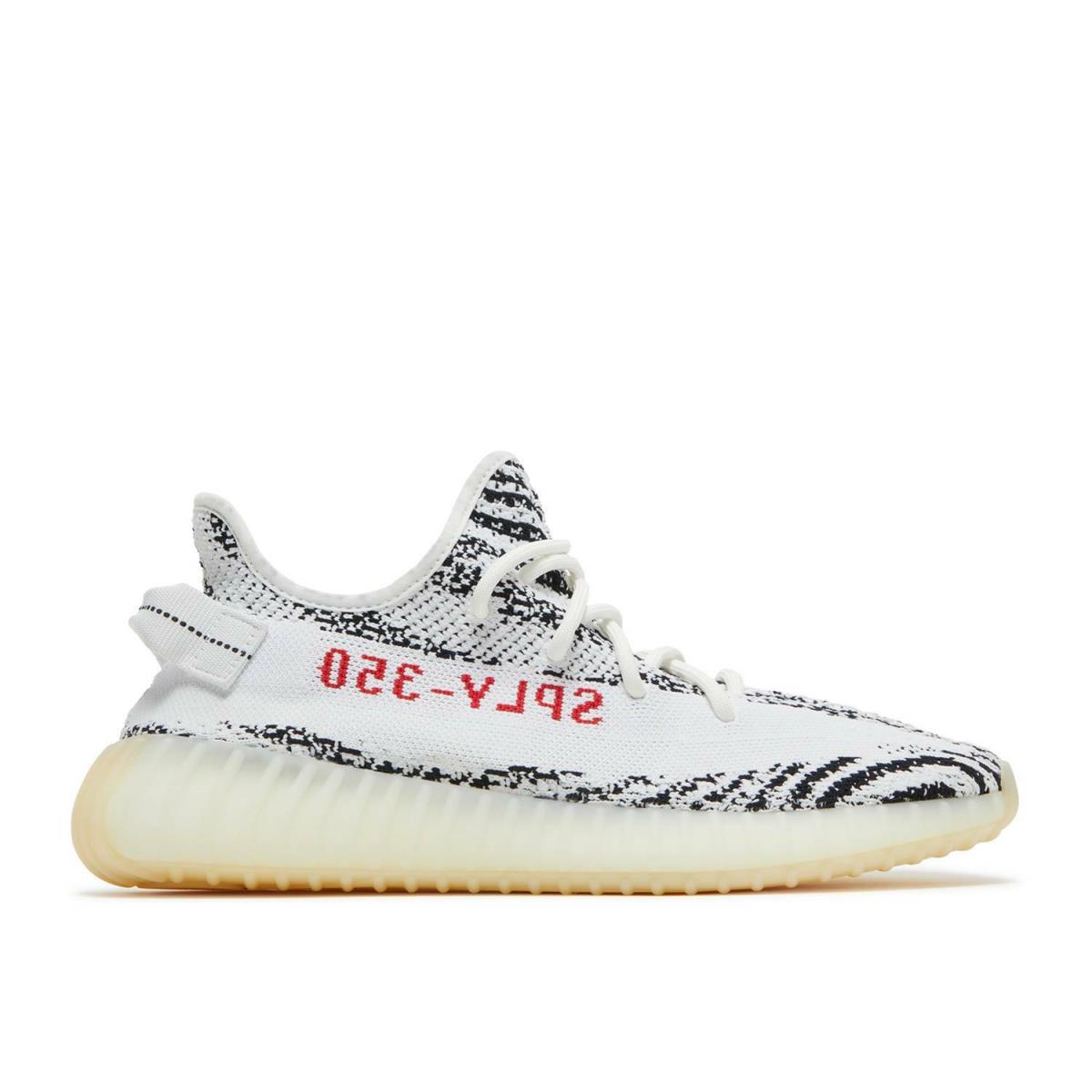 Men`s Adidas Yeezy Boost 350 V2 `zebra` CP9654 - White/Core Black/Red