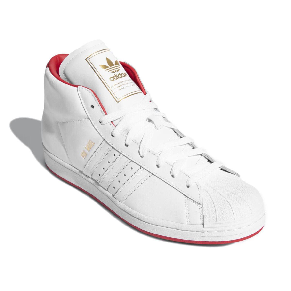 Size 8 Mens Adidas Originals Pro Model White and Red Lace-up Sneakers FX7825 - White