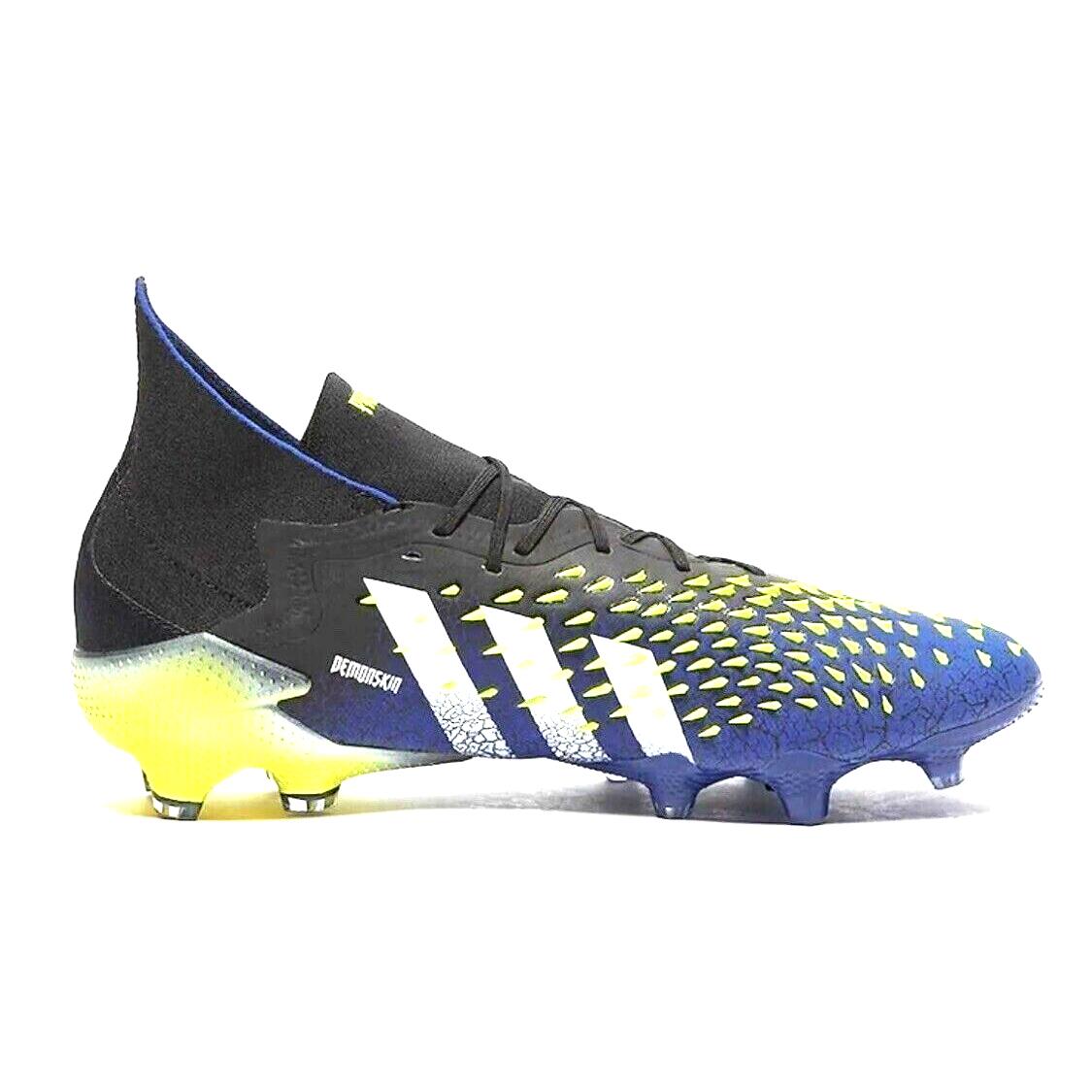 Adidas Predator FREAK.1 FG Boots Core Black Solar Yellow FY0743 Men Size 7.5 - Black,Blue,Yellow