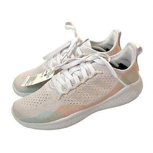 Adidas Fluidflow 2.0 Sneakers Peach Light Green White Women`s Size 8