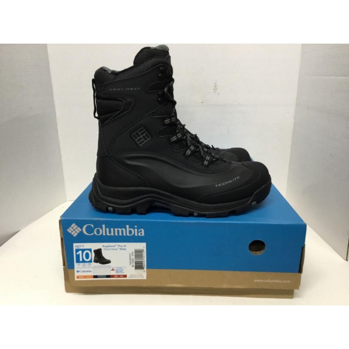 Columbia Bugaboot Plus Iii Omni Heat Wide Mens Boot BI 1620-010 Black/charcoal