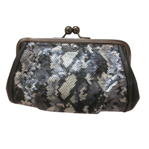 Coach Madison Sequin Python Frame Clutch Evening Bag W/chain 21274