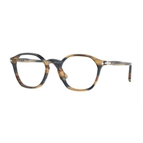 Persol PO3238V 1049 Brown Striped Grey Clear 50 mm Unisex Eyeglasses