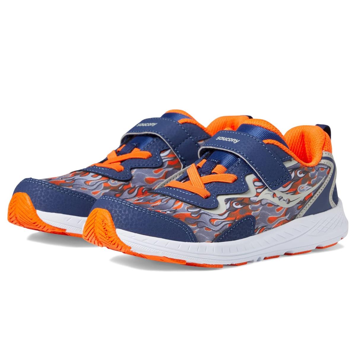 Boy`s Sneakers Athletic Shoes Saucony Kids Flash A/c Toddler/little Kid Navy/Orange