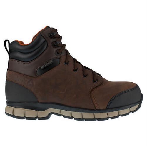 Reebok Mens Brown Leather Work Boots Sublite Cushion Work 6in CT - Brown