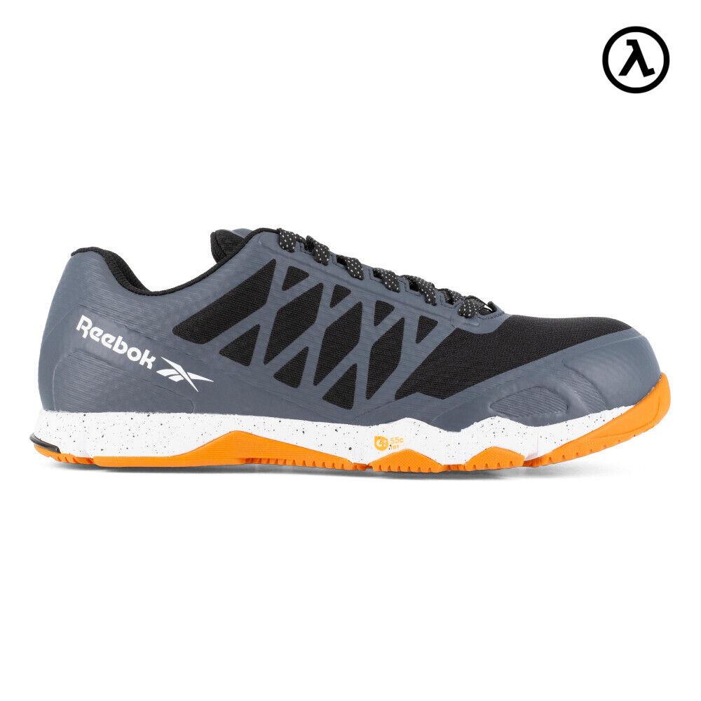 Reebok Speed TR Work Men`s Athletic Shoe Grey/orange Boots RB4453 - All Sizes - Grey and Orange