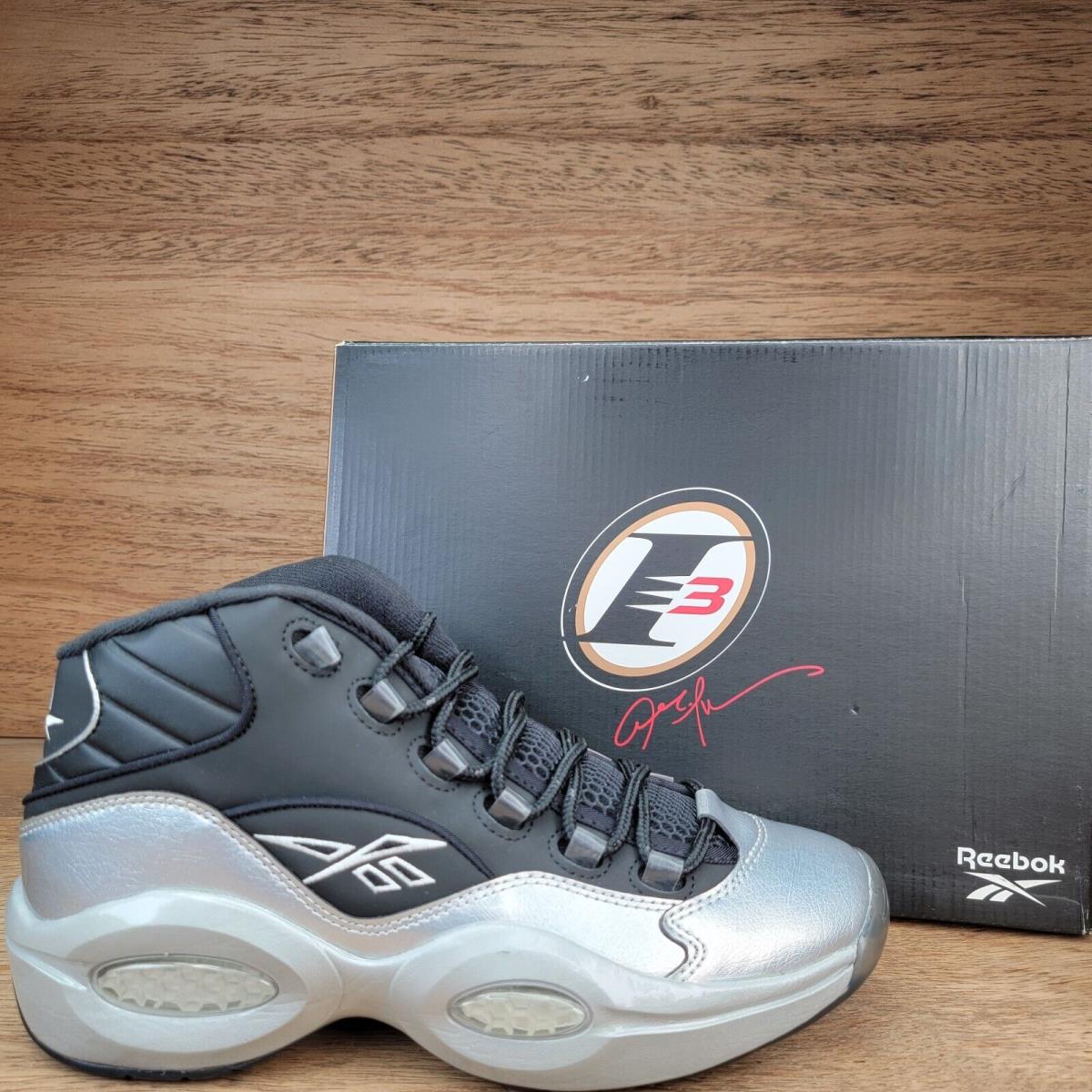 Youth Sz shops 7 Black & Silver Reebok Question Mid I3 Motorsports