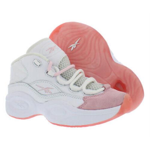 Reebok Question Mid Infant/toddler Shoes Size 1 Color: White/pink - White/Pink Glow/Porcelain Pink, Main: White