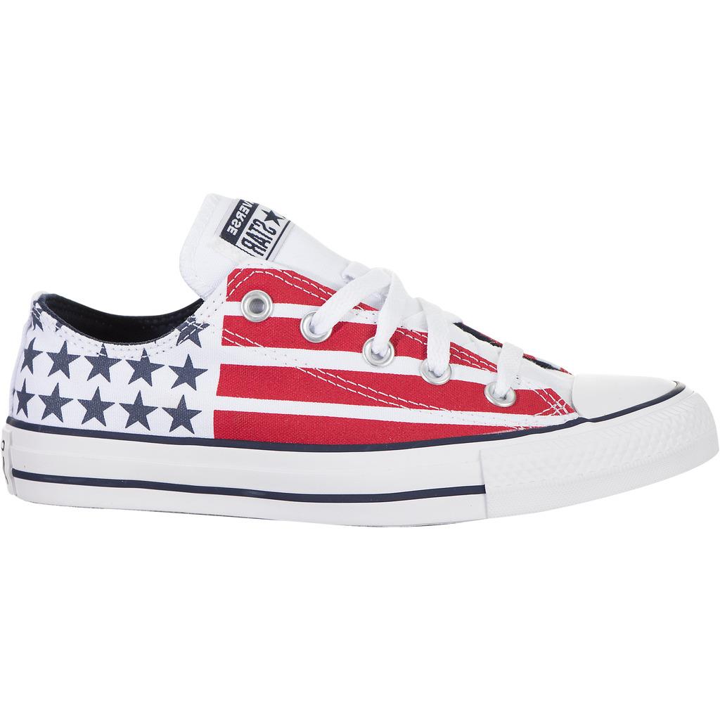 Men`s Converse Chuck Taylor All Star Low `stars Stripes` 167838F - White/Obsidian/University Red