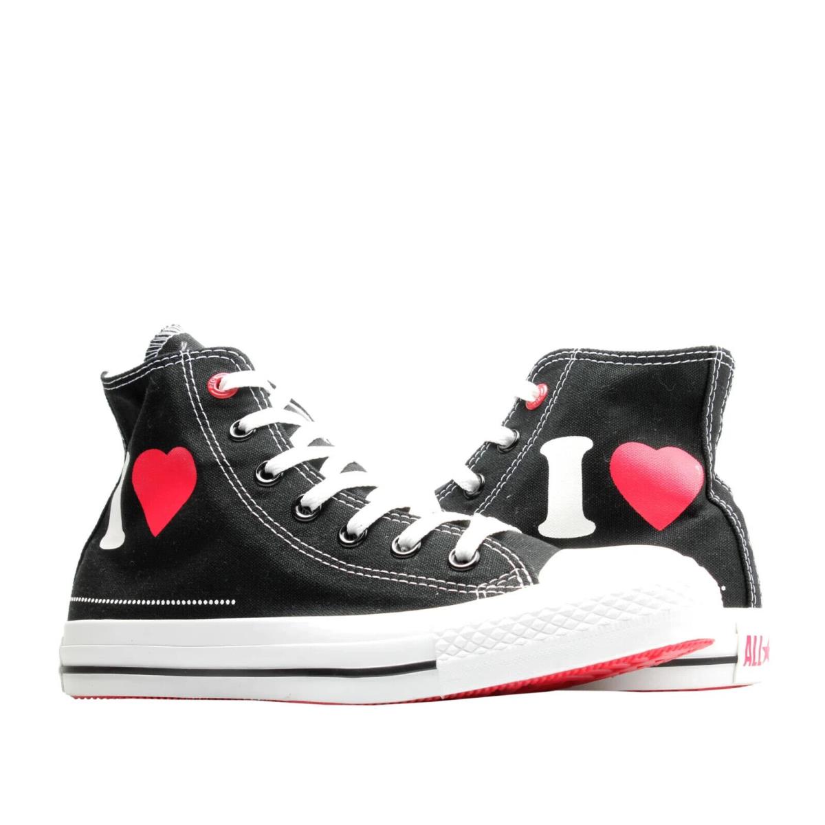 Converse Chuck Taylor All Star Men`s Black Red I Love High Top Sneaker US 8 HO53