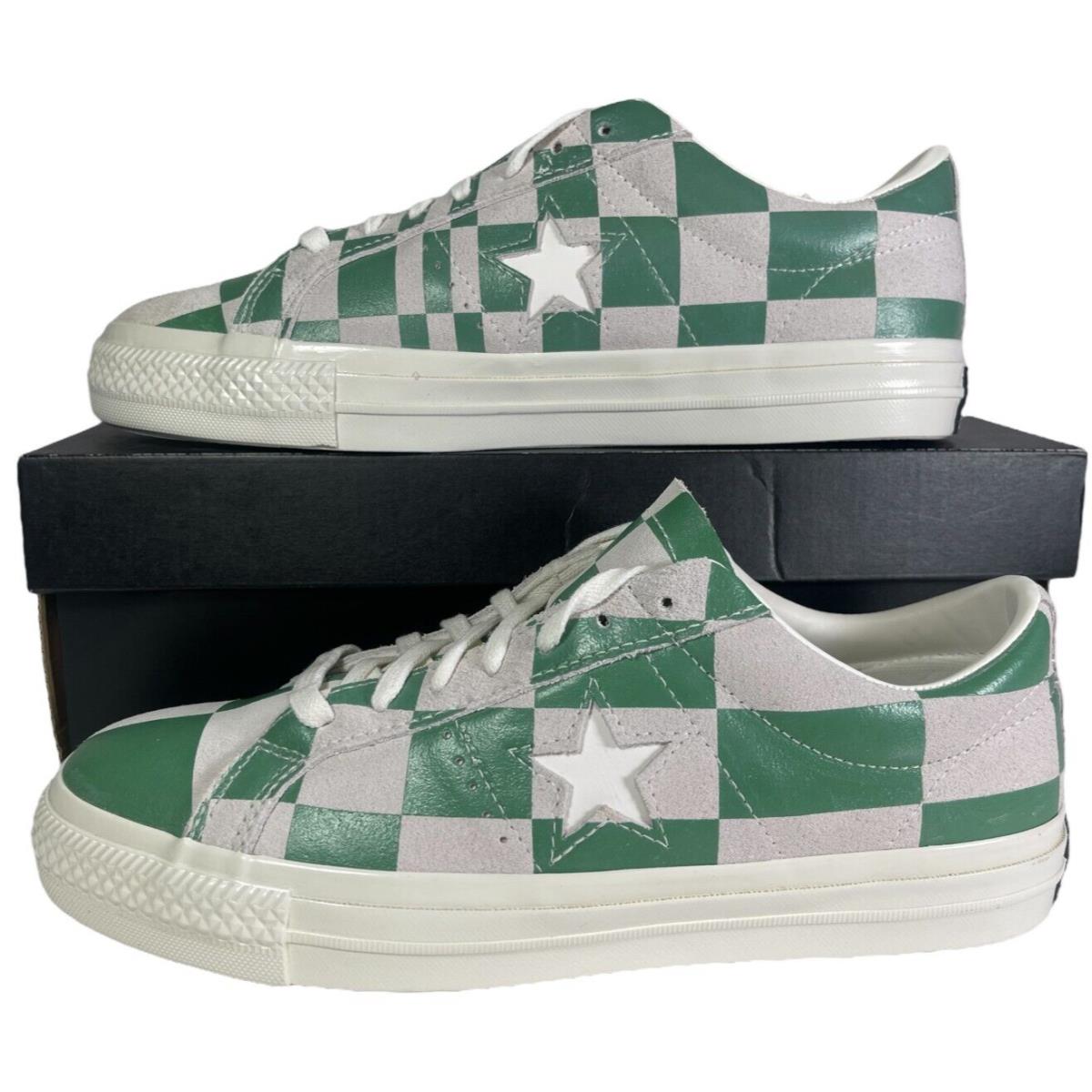 Converse One Star Ox Low Top White Checkered Green 172353C Men`s Size 9