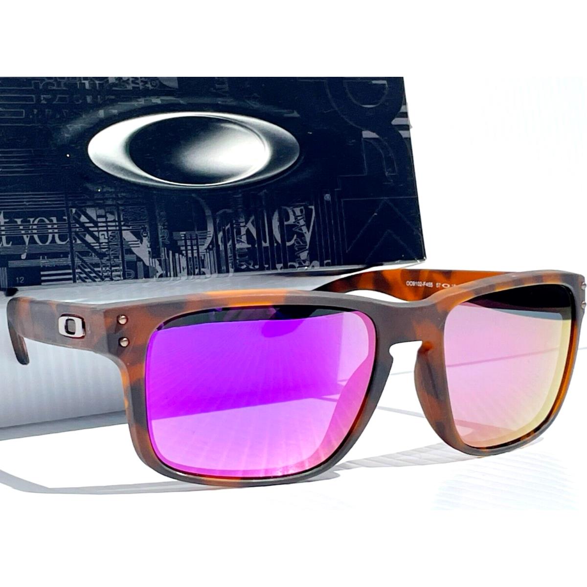 Oakley Holbrook Matte Tortoise w Polarized Galaxy Violet Mirror Sunglass 9102