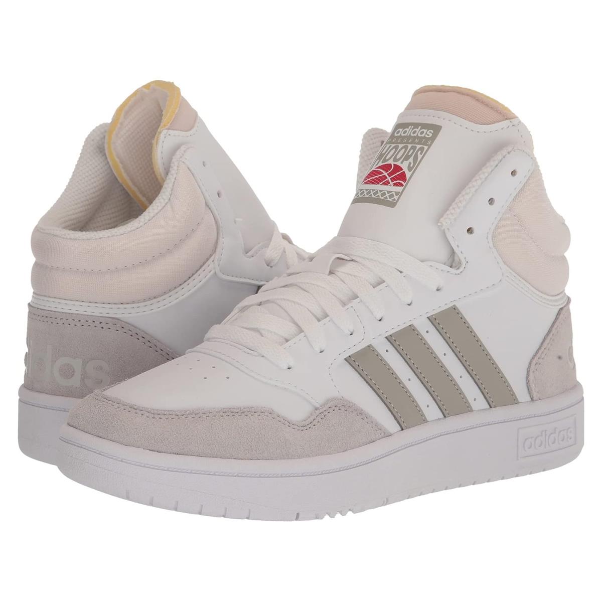 Man`s Sneakers Athletic Shoes Adidas Originals Hoops 3.0 Mid - White/Metal Grey/Grey One