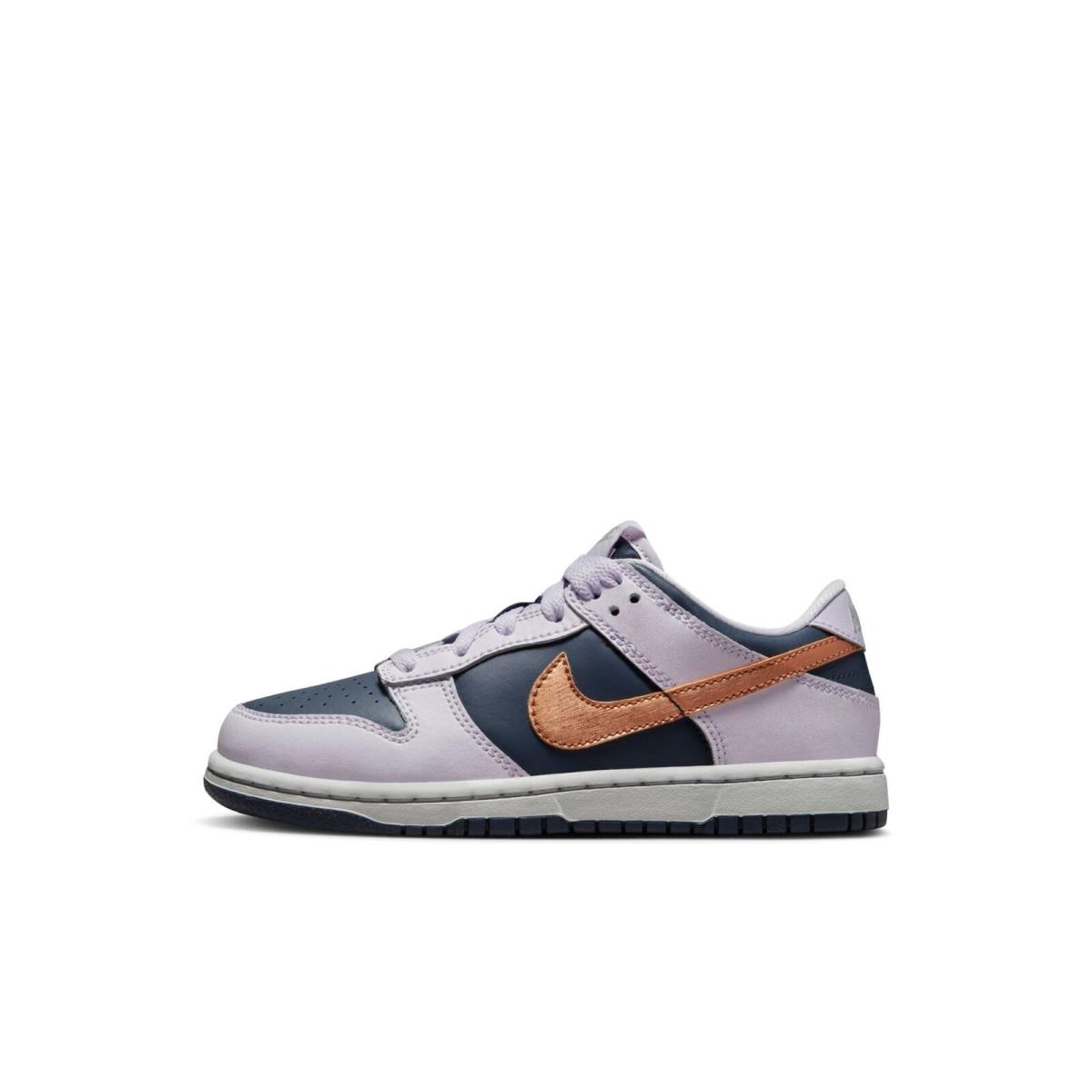 DX1664-400 Preschool Nike Dunk Low SE `copper Swoosh PS ` - Thunder Blue/Metalic Copper