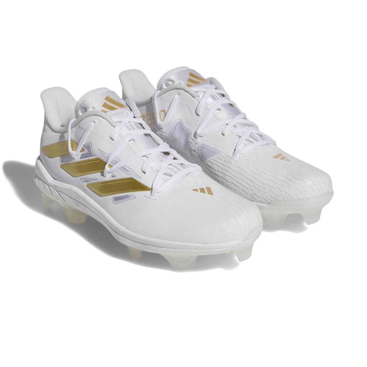 Man`s Sneakers Athletic Shoes Adidas Adizero Afterburner 9 Baseball Cleats - Footwear White/Gold Metallic/Footwear White