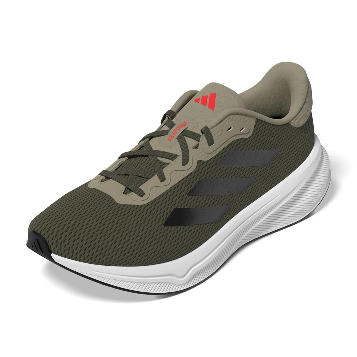 Man`s Sneakers Athletic Shoes Adidas Running Response Olive Strata/Black/Bright Red