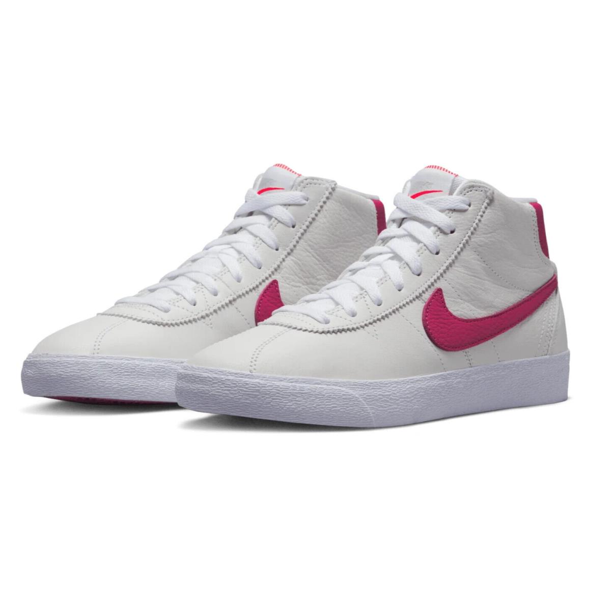 Nike SB Bruin Hi Iso Womens Size 11.5 Shoes DR0127 161 White Leather Beet