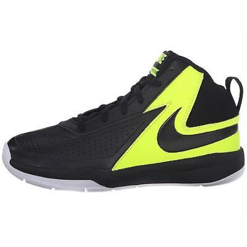 Nike Team Hustle Basketball Sneakers Black/volt/white Youth Size 5 1/2