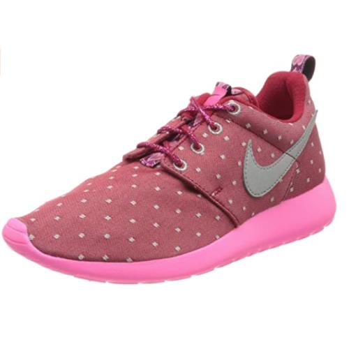 Nike Rosherun Print Dark Red/metallic Silver-pink Power Girls 677784 606 Sz 6Y - Dark Red