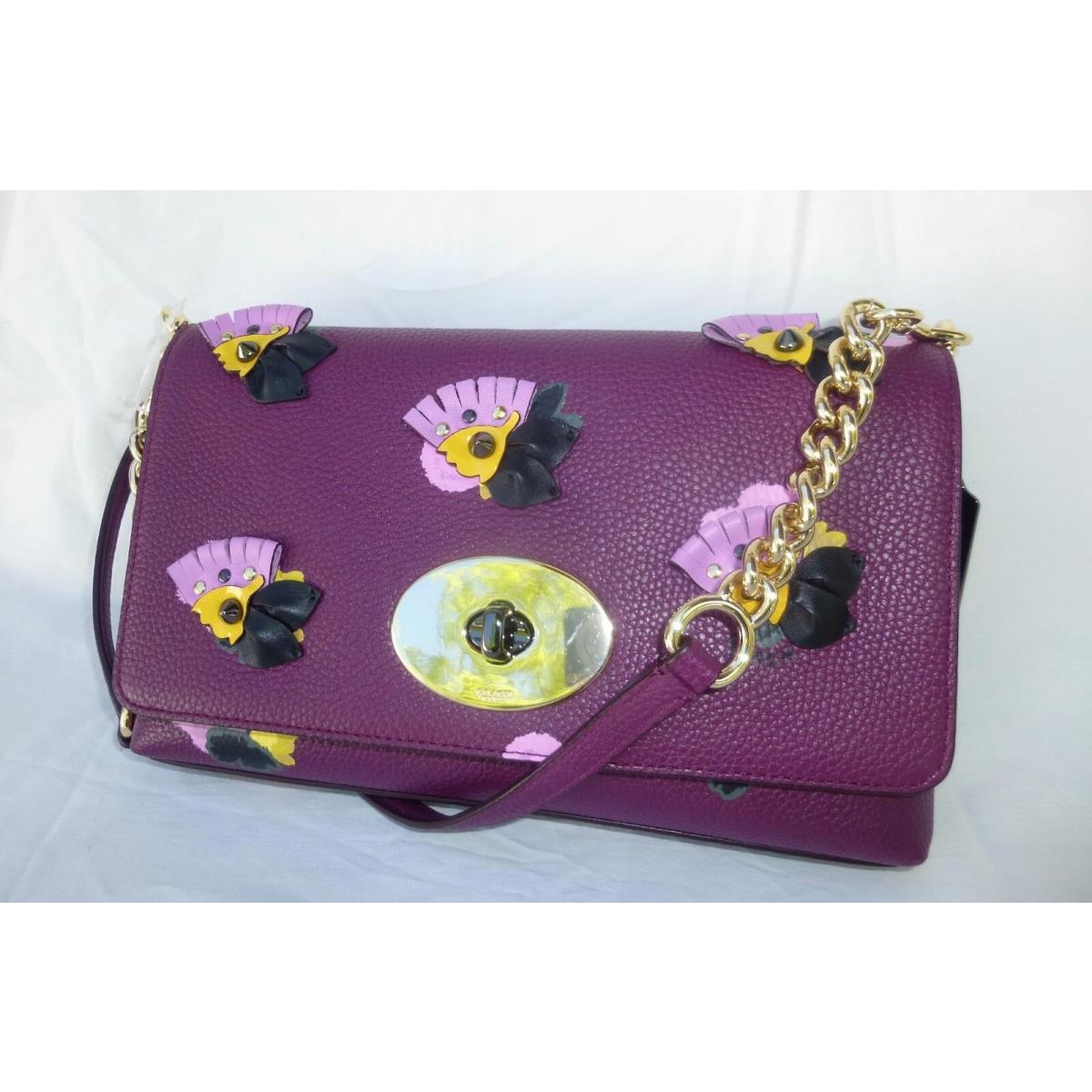 Coach Crosstown Plum Field Floral Applique Shoulder Bag 37163