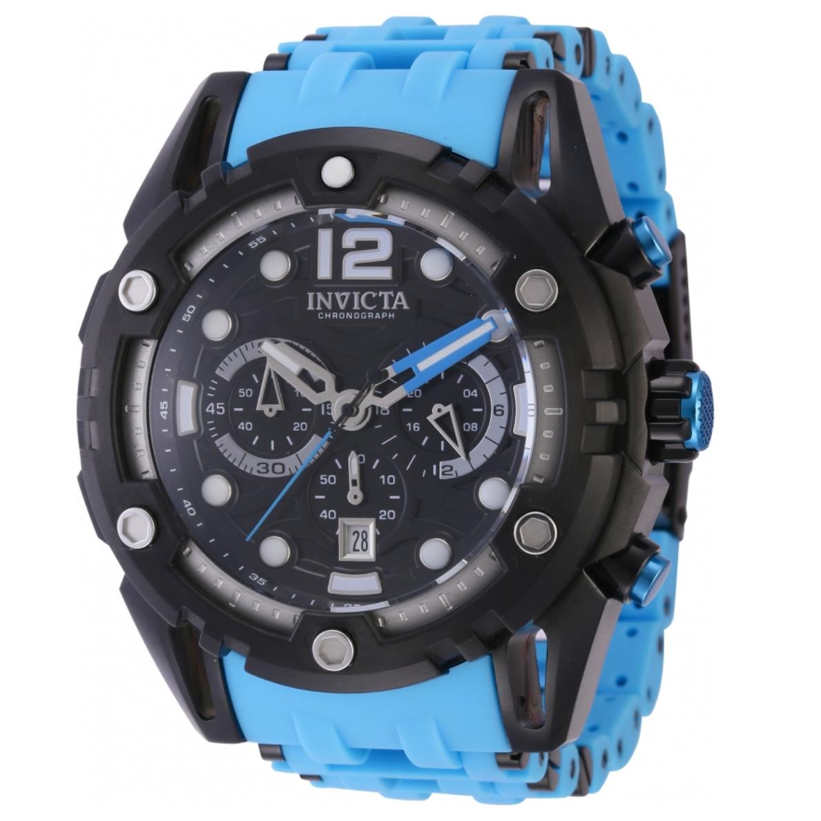 Invicta Sea Spider Armordome Sentinel Men`s 52mm Blue Chronograph Watch 43771 - Dial: Black, Silver, White, Band: Blue, Bezel: Black, Silver