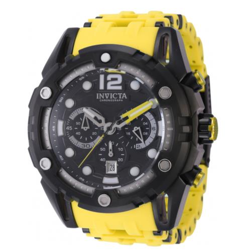 Invicta Sea Spider Armordome Men`s 52mm Yellow Chrono Watch 43770 - Dial: Black, Silver, White, Band: Yellow, Bezel: Black, Silver