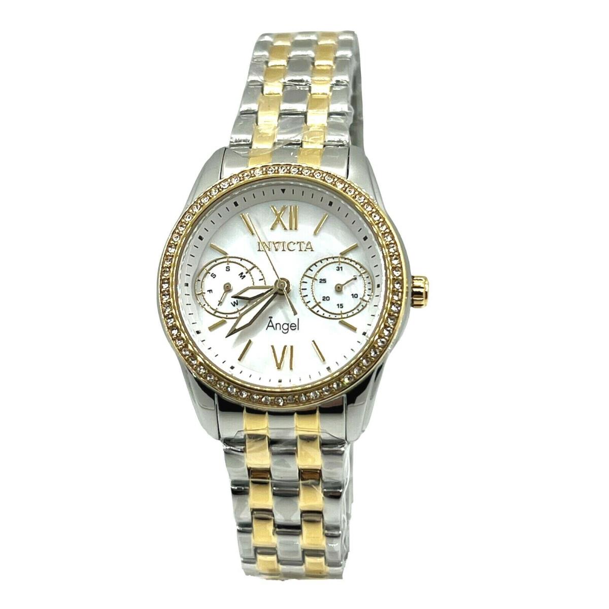 Invicta Women`s Angel 31380 Quartz Mother of Pearl Dial Stainless Steel Bundle - Dial: Gold, Silver, Band: Steel, Gold, Bezel: Gold