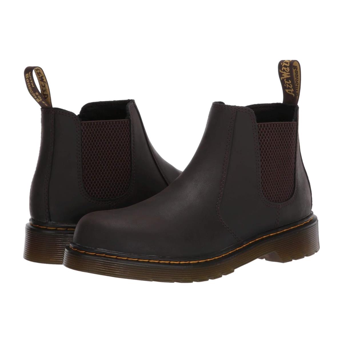 Children Unisex Boots Dr. Martens Kid`s Collection 2976 Big Kid - Dark Brown Wildhorse