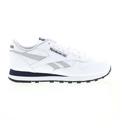 Reebok Classic Leather Mens White Leather Lace Up Lifestyle Sneakers Shoes - White