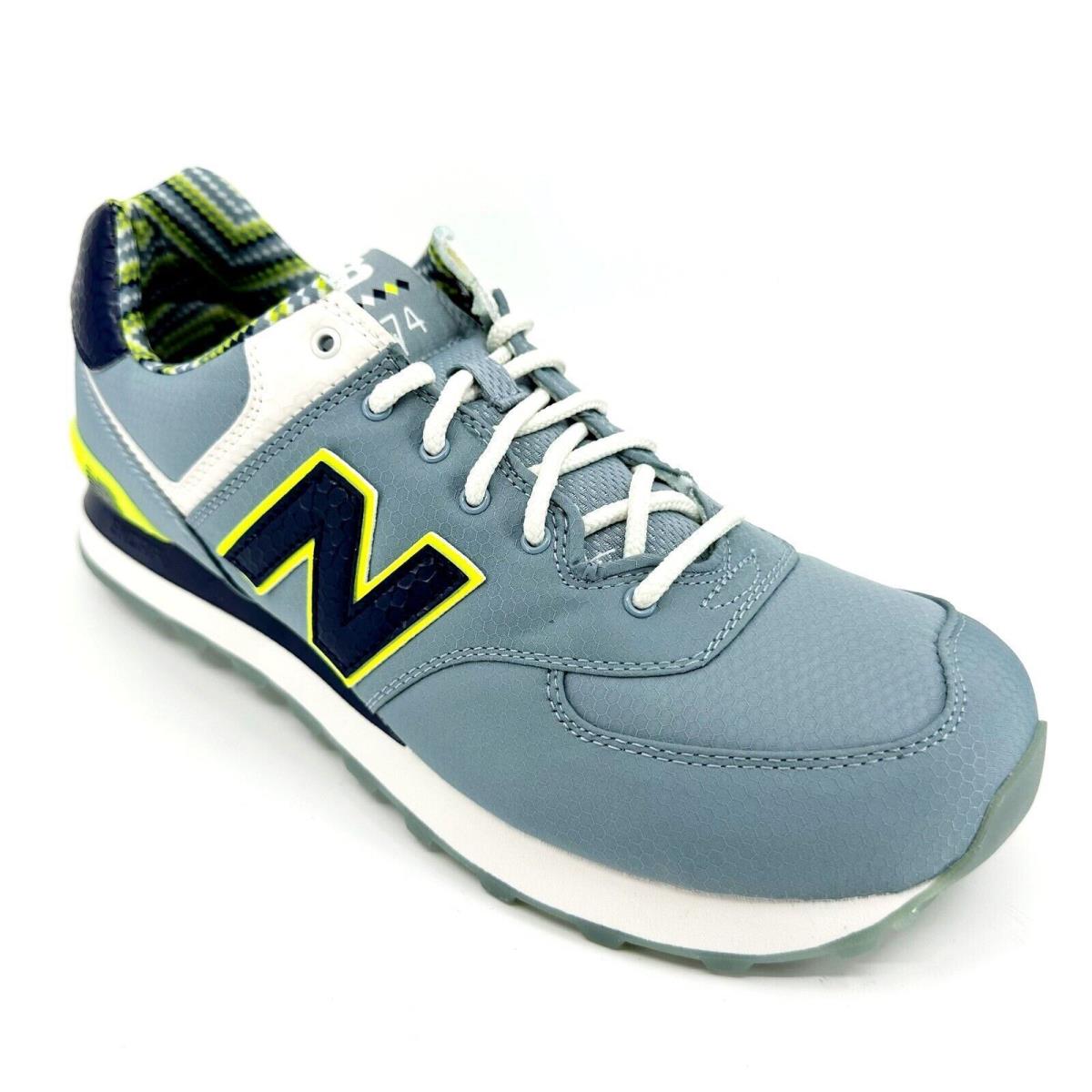 New Balance 574 Classics Blue Gray Neon Yellow Mens Sneakers ML574SBE