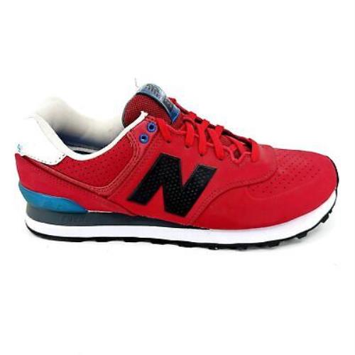 New Balance 574 Classics Paint Chip Red Blue Black Mens Sneakers ML574ACC - Red
