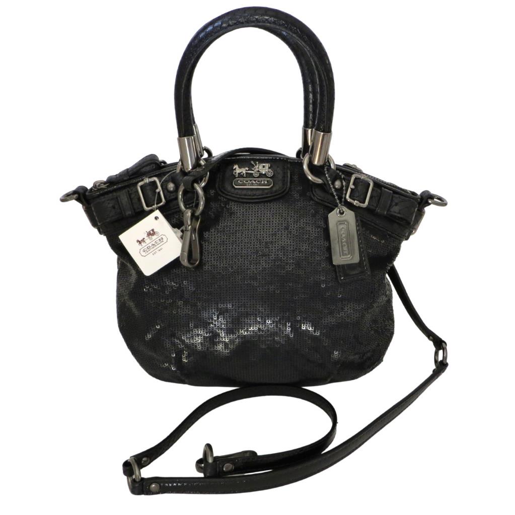 Coach Mini Black Sequined Leather Sophia Crossbody Purse 18638