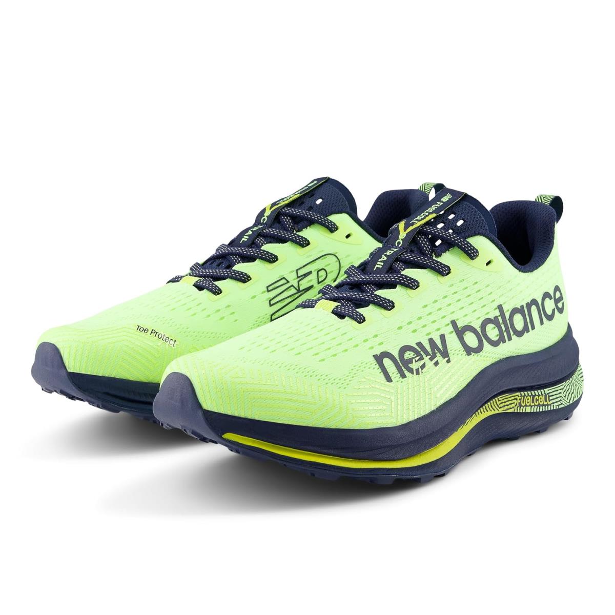 Man`s Sneakers Athletic Shoes New Balance Fuelcell Supercomp Trail Bleached Lime Glo/NB Navy