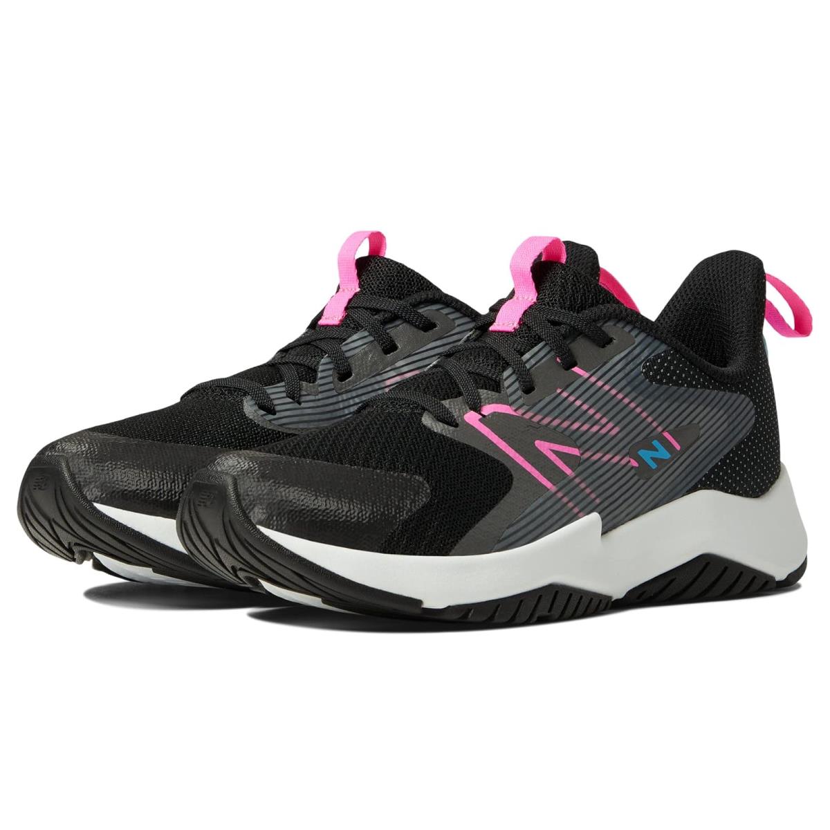 Girl`s Sneakers Athletic Shoes New Balance Kids Rave Run v2 Little Kid Black/Vibrant Pink