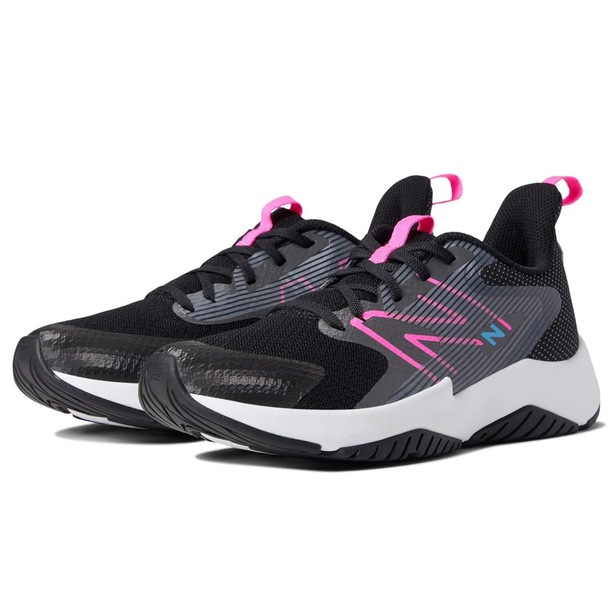 Girl`s Sneakers Athletic Shoes New Balance Kids Rave Run v2 Big Kid Black/Vibrant Pink