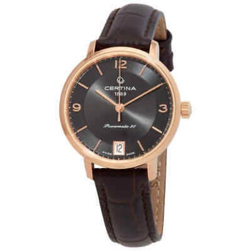 Certina DS Caimano Automatic Anthracite Dial Ladies Watch C035.207.36.087.00 - Dial: , Band: Brown, Bezel: Rose Gold PVD