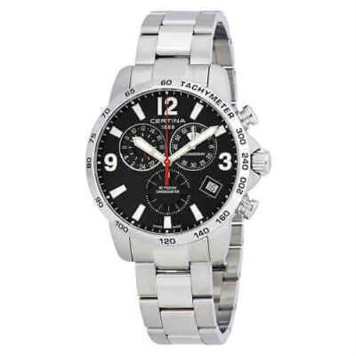 Certina DS Podium Chronograph Chronometer Watch C034.654.11.057.00 - Dial: Black, Band: Silver-tone, Bezel: Silver-tone