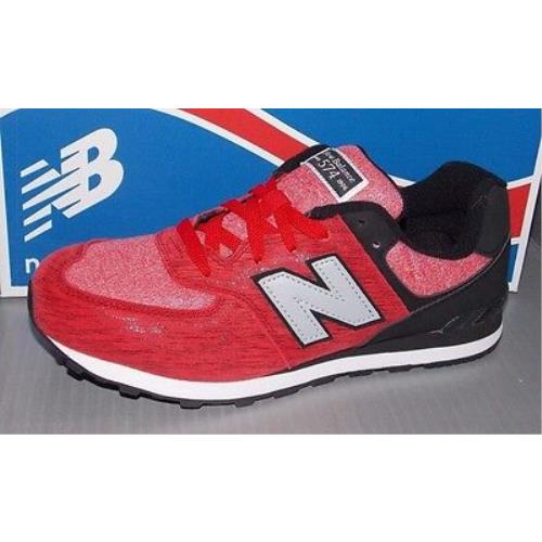 Boys New Balance KL 574 Beg in Colors Red / Black Size 7