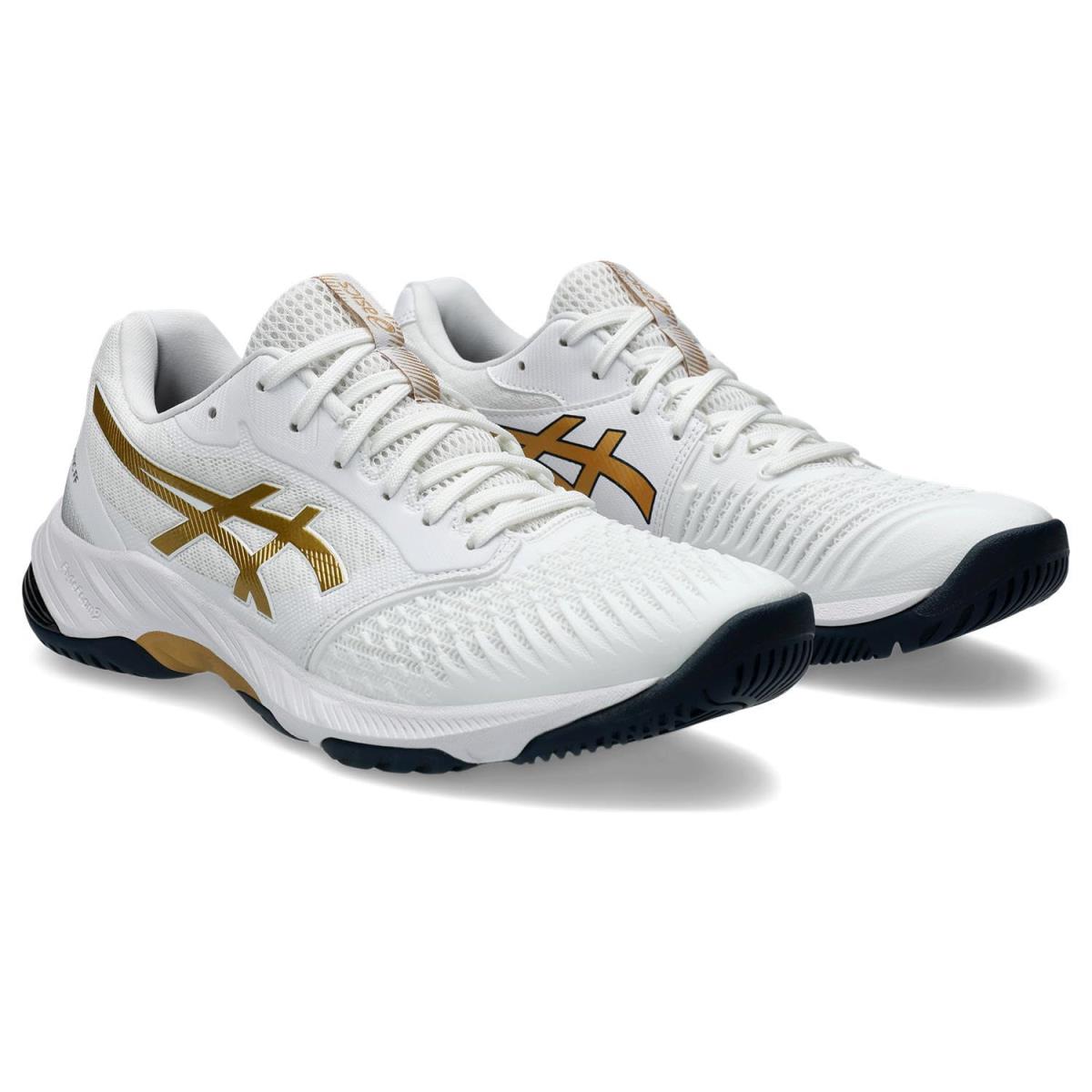 Man`s Sneakers Athletic Shoes Asics Netburner Ballistic FF 3 White/Pure Gold