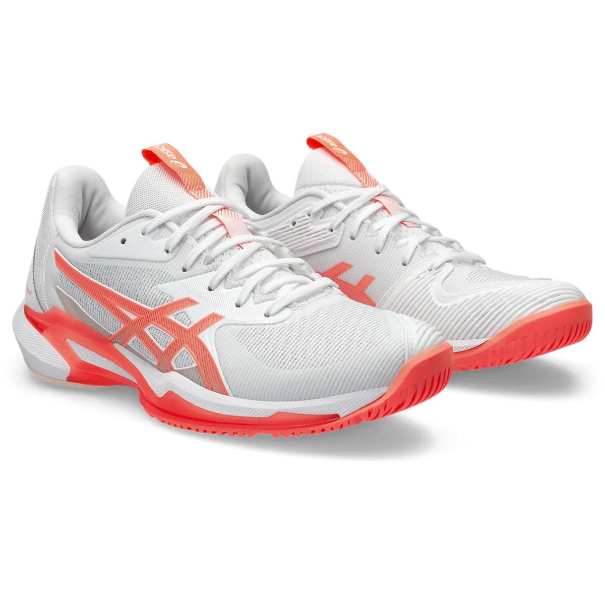 Woman`s Sneakers Athletic Shoes Asics Solution Speed FF 3 Tennis Shoe White/Sun Coral