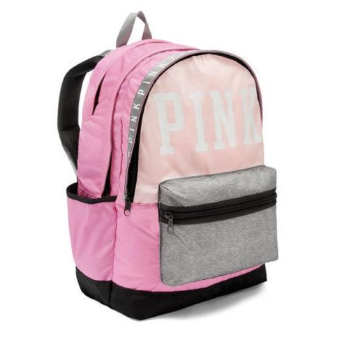 Victoria`s Secret Pink Campus Pink Grey Marl Backpack Large Bookbag Tote College